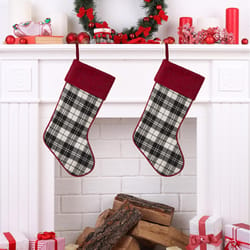 Glitzhome Multicolored Plaid Christmas Stocking 0.59 in.