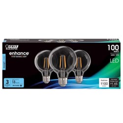 Feit G25 E26 (Medium) Filament LED Bulb Daylight 100 Watt Equivalence 3 pk