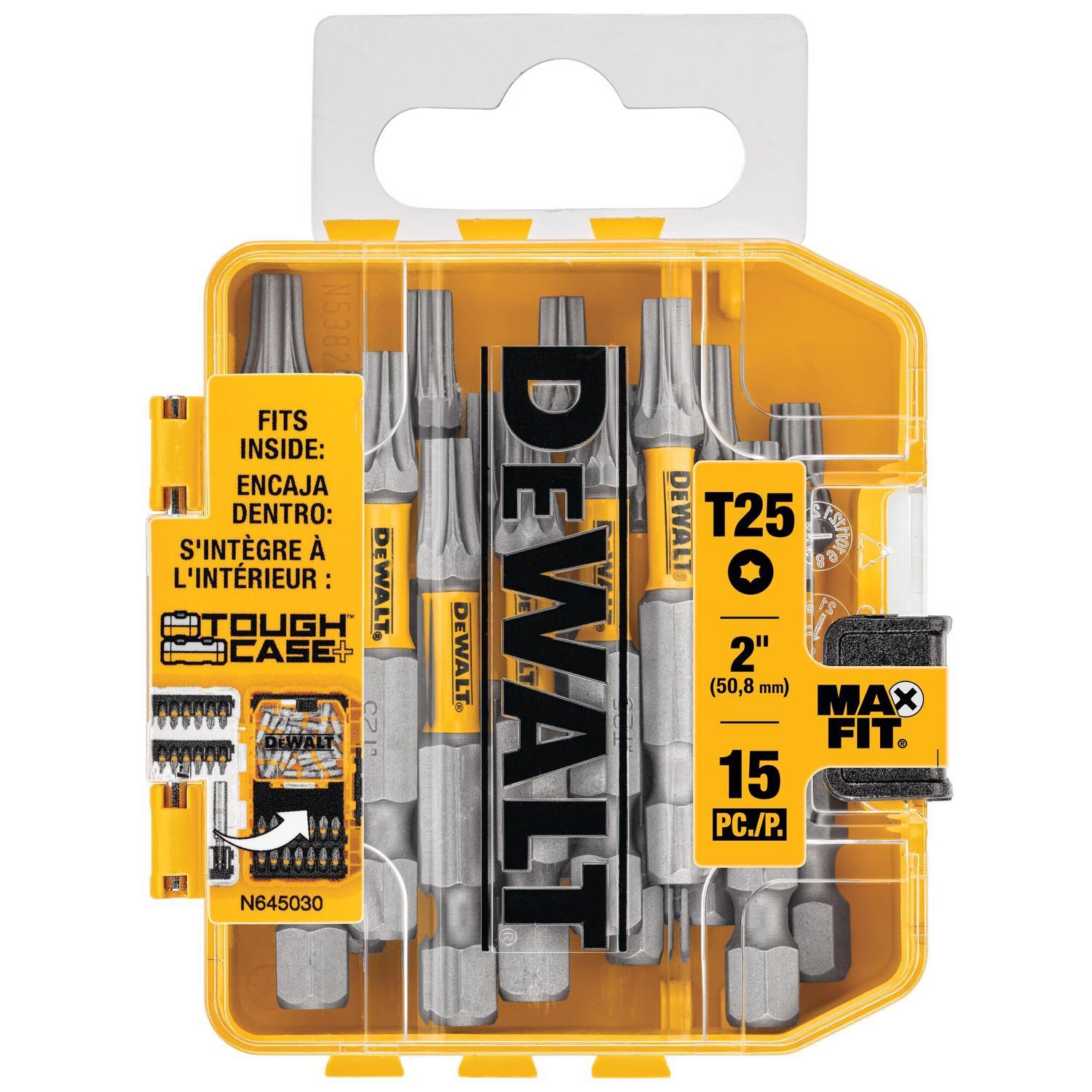 Photos - Drill Bit DeWALT Max Fit Torx T-25 X 2 in. L Screwdriver Bit Set S2 Tool Steel 15 pc DWA2TX25MF15 