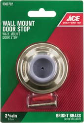 Ace 2-5/16 in. W Solid Brass w/Rubber Stop Bright Gold Wall Door Stop Mounts to door and wall 1/8 in