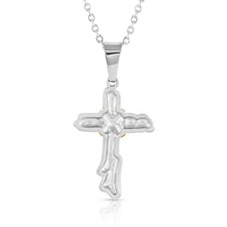 Montana Silversmiths Men's Rugged Faith Cross Gold/Silver Necklace Stainless Steel Water Resistant