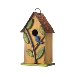 Glitzhome 9.75 in. H X 4.25 in. W X 5 in. L Metal and Wood Bird House