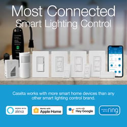 Lutron Caseta White 150 W Toggle Smart-Enabled Dimmer Switch w/Remote Control 1 pk