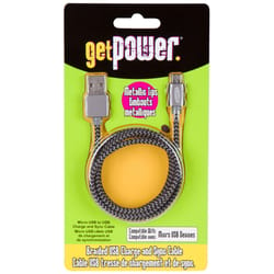 GetPower 3 ft. L Micro to USB Charging Cable 1 pk