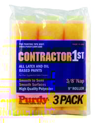 Purdy  Contractor 1st  Polyester  3/8 in.  x 9 in. W Paint Roller Cover  3 pk 