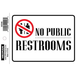 Hillman English White Restroom Decal 4 in. H X 6 in. W