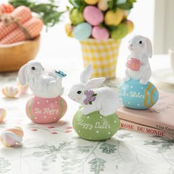 Glitzhome Easter Easter Bunny Table Decor Resin 3 pc