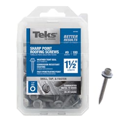 Teks No. 9 X 1-1/2 in. L Hex Hex Washer Head Coarse Roofing Screws