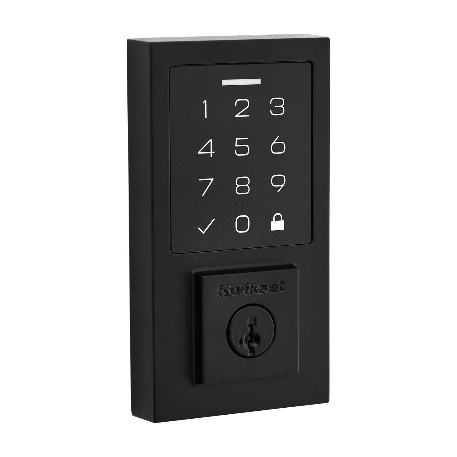 Condition photo showing As Is for kwikset 270 smartcode matte black metal electronic touch pad deadbolt