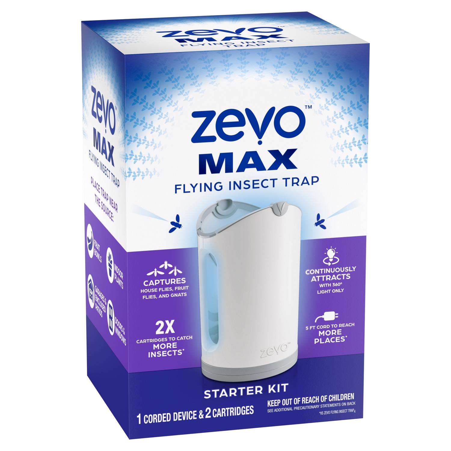 Zevo Max Flying Insect Trap, Fly Trap (1 Corded Plug-In Base + 2