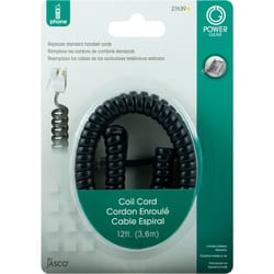 Power Gear 12 ft. L Black Coiled Handset Cord