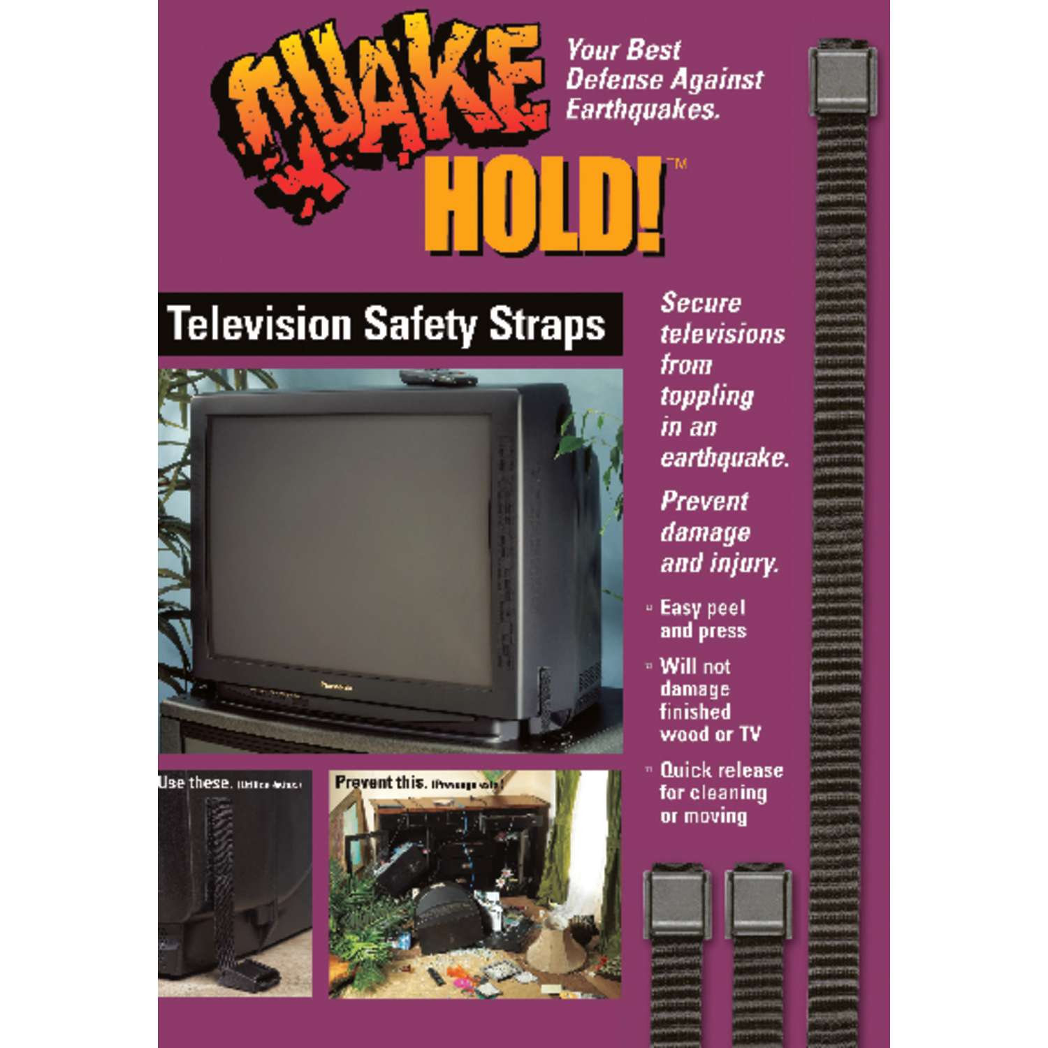 Quake Hold Black Nylon Television Safety Strap 1 pk Ace Hardware