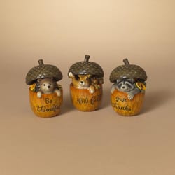 Gerson 5 in. Harvest Forest Critters in Acorns Fall Decor