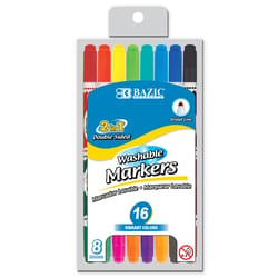 Bazic Products Double Sided Assorted Broad Tip Washable Marker 8 pk