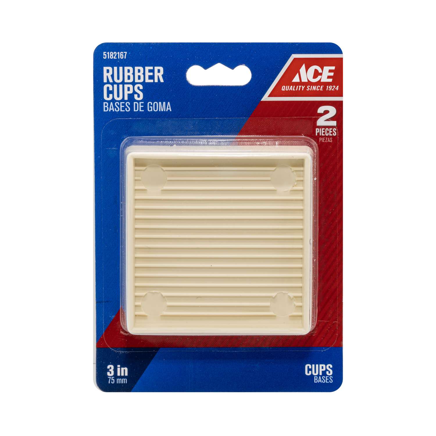 Ace Rubber Caster Cup White Square 3 in. W X 3 in. L 1 pk Ace Hardware