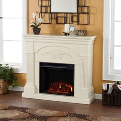 Southern Enterprises 44-3/4 in. W 400 sq ft Ivory Traditional Electric Fireplace