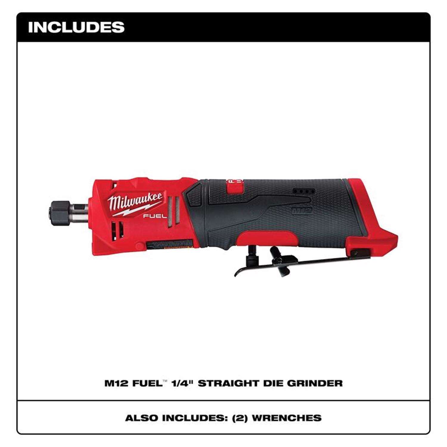 Milwaukee M12 FUEL 12V Lithium-Ion Brushless Cordless 1/4 in. Right Angle  Die Grinder (Tool-Only)