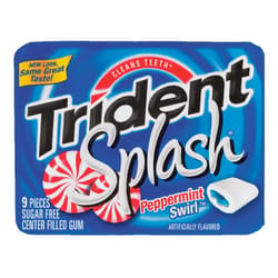 Trident Splash Sugar Free Peppermint Swirl Chewing Gum 9 pk