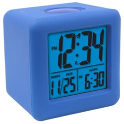La Crosse Technology Equity 3.25 in. Blue Soft Cube Alarm Clock LCD Battery Operated