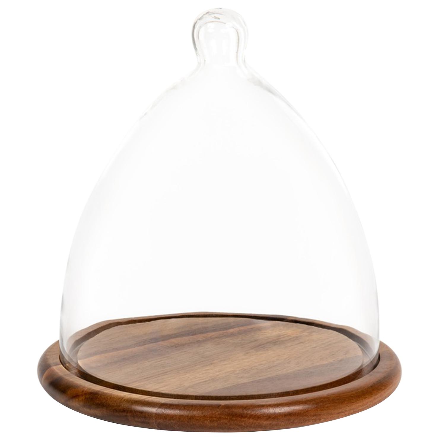 Toscana 9 in. L X 9 in. W X 8.77 in. Acacia Wood/Glass Cheese Cloche Dome Sansujyuku sansujyuku.com