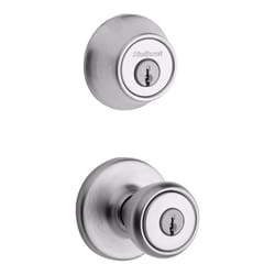 Kwikset Tylo Satin Chrome Entry Lock and Single Cylinder Deadbolt 1-3/4 in.