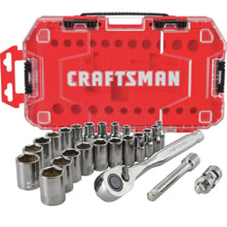 Craftsman 1/4 in. drive Metric and SAE 6 Point Socket and Ratchet Set 24 pc