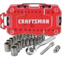 Craftsman 1/4 in. drive Metric and SAE 6 Point Socket and Ratchet Set 24 pc