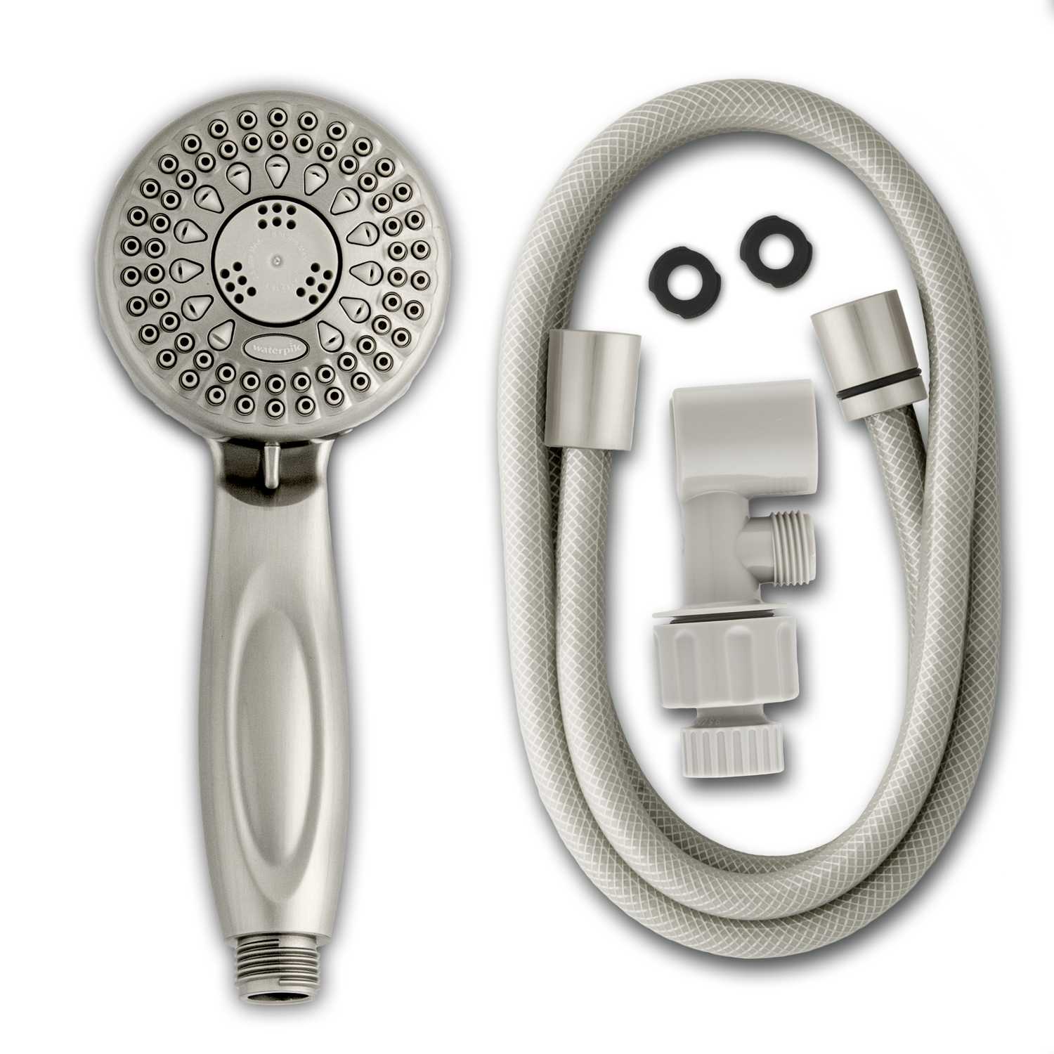 Waterpik PowerSpray Plus Brushed Nickel 5 settings Showerhead 1.8 gpm