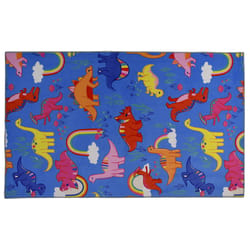 Homefires 36 in. W X 60 in. L Multi-Color Dinosaurs & Rainbows Polyester Accent Rug