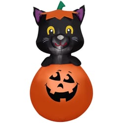 Gemmy 4.5 ft. Prelit Black Cat in Jack-O'-Lantern Inflatable