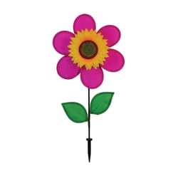 In The Breeze Multicolored Nylon 24 in. H Sunflower Garden Stake Spinner