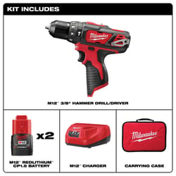 Milwaukee M12 3/8 in. Brushed Cordless Hammer Drill/Drive Kit (Battery & Charger)