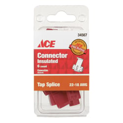 Ace Insulated Wire Tap Splice Connector Red 6 pk