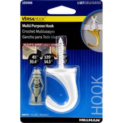 HILLMAN Large White Steel 0.95 in. L Ceiling Hook 75 lb 1 pk