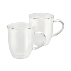 BonJour Clear Glass Latte Cup Insulated Mug 2 pk