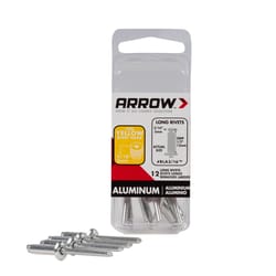 Arrow 3/16 in. D X 1/2 in. Aluminum Long Rivets Silver 12 pk