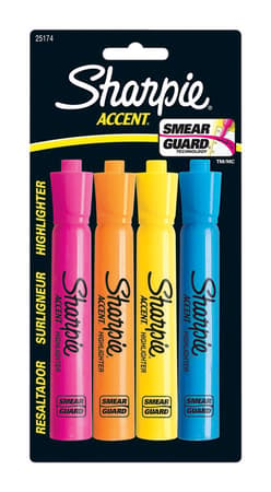 Sharpie Clear View Neon Color Assorted Chisel Tip Highlighter 4 pk