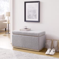 Linon Home Decor Stella Grey Sherpa Fabric Modern Ottoman 1 pk