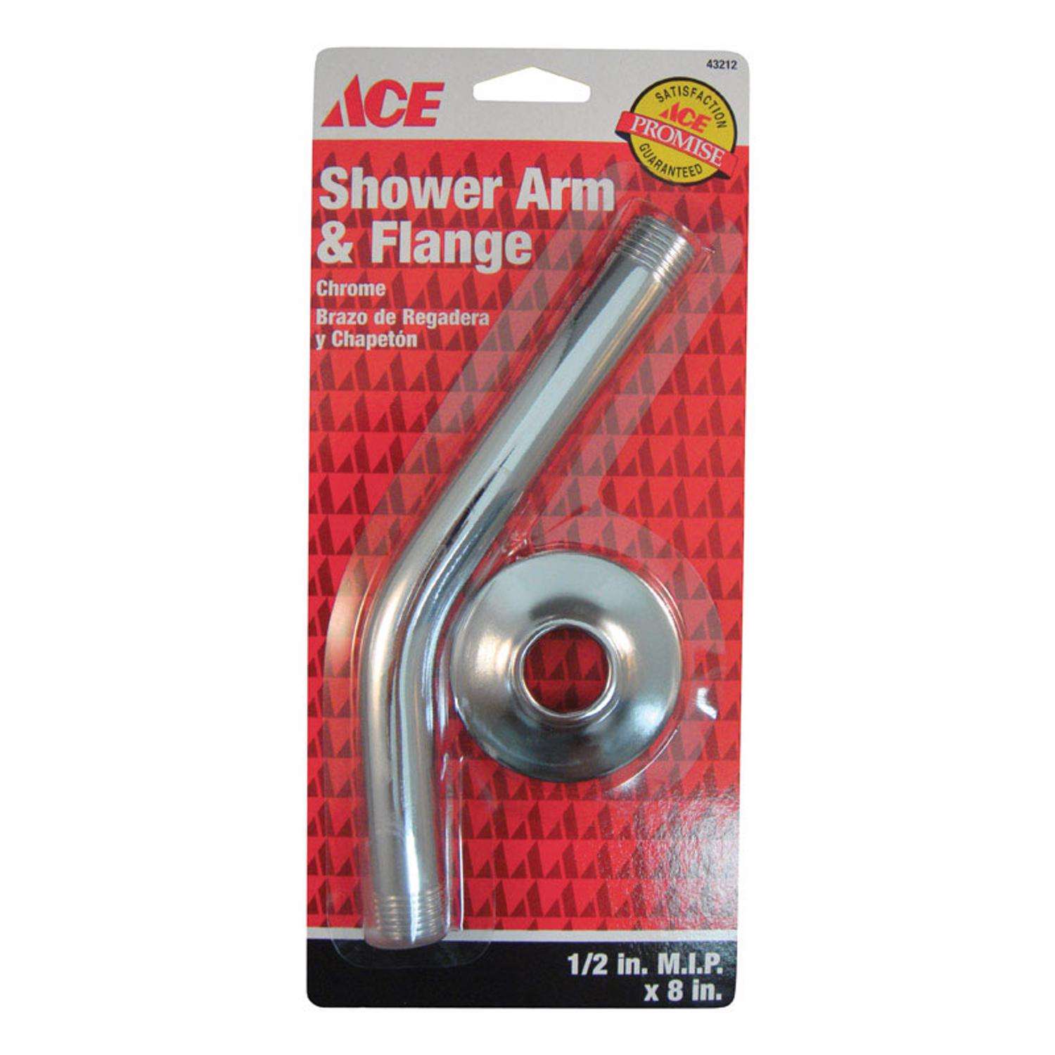 Ace Chrome Brass 8 in. Shower Arm and Flange Ace Hardware