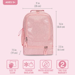 Bentgo Pink Petal Glitter Backpack 14 in. H X 11 in. W