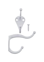 Ace 3 in. L Galvanized White Metal Small Coat and Hat Hook 2 pk