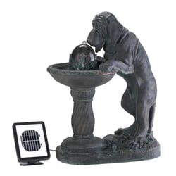 Cascading Fountains Canine Polyresin Black Solar Outdoor Fountain