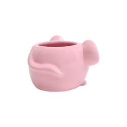 Chive Animal Planter 2.75 in. H X 5 in. D Ceramic Mouse Succulent Pot Pink