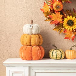 Glitzhome 13 in. Stacked Pumpkin Halloween Decor