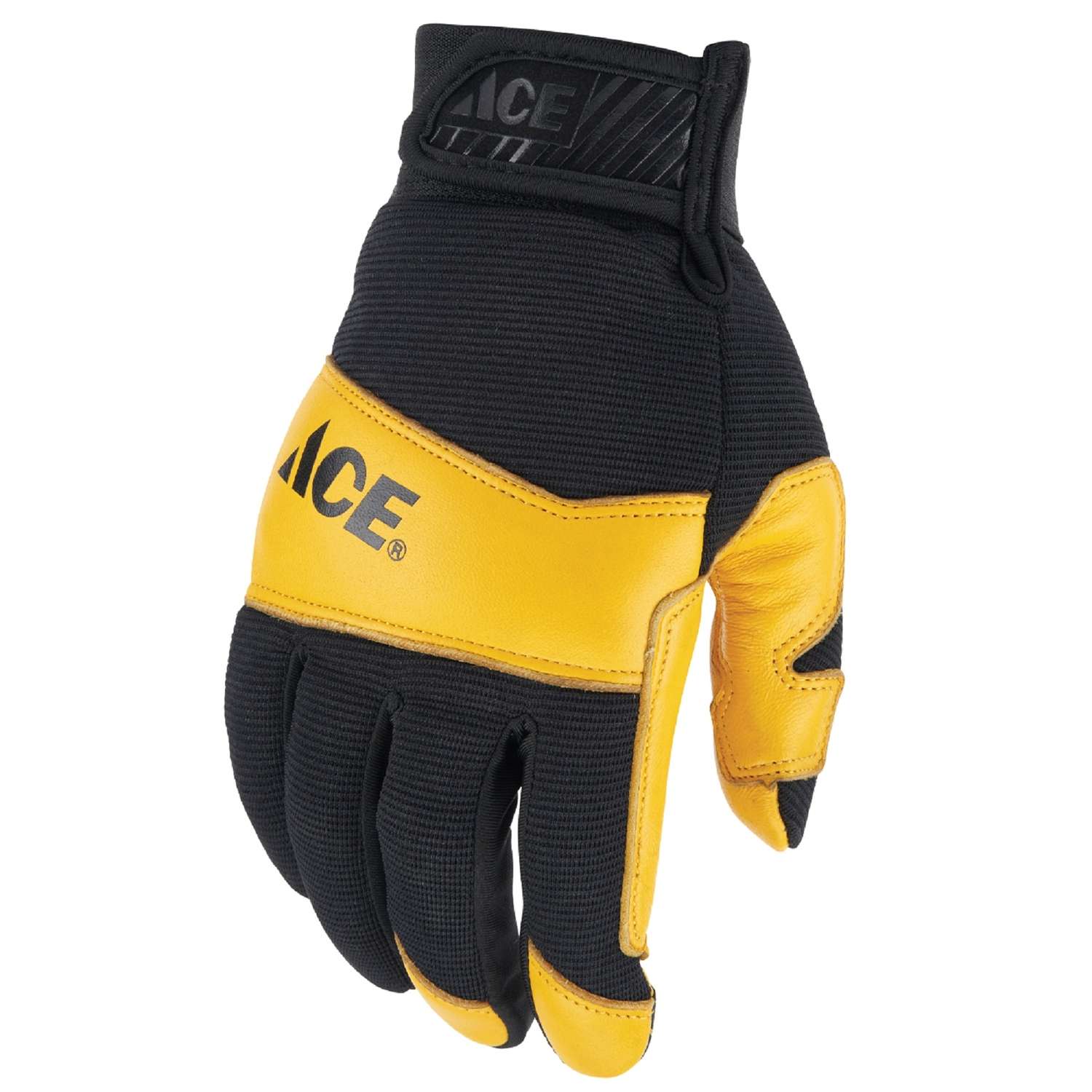 Ace L Leather High Performance Black/Yellow Gloves Ace Hardware