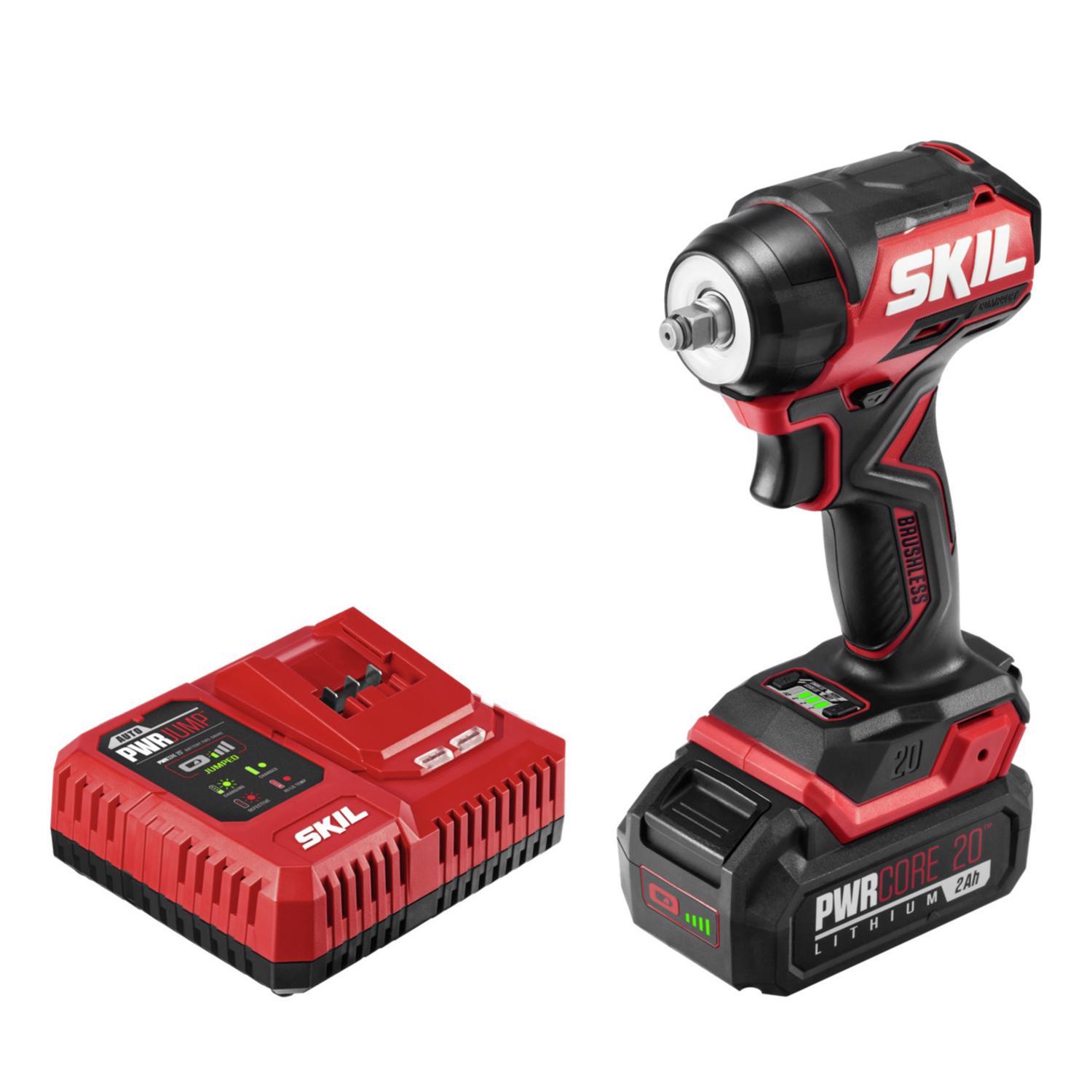 Photos - Drill / Screwdriver Skil 20V PWR CORE 20 3/8 in. Cordless Brushless Compact Impact Wrench Kit  IW6739B-10 (Battery & Charger)