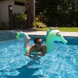 PoolCandy Multicolored PVC Inflatable Seahorse Ride-On Pool Noodle