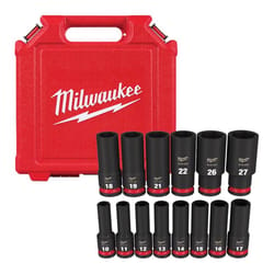 Milwaukee Shockwave 1/2 in. drive Metric 6 Point Impact Rated Deep Socket Set 14 pc