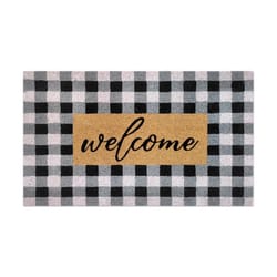 Welcome Gingham Plaid Coir Outdoor Doormat, (18 x 30)