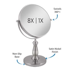 Zadro 13.50 in. H X 7.5 in. W Swivel Vanity Mirror Satin Nickel Silver